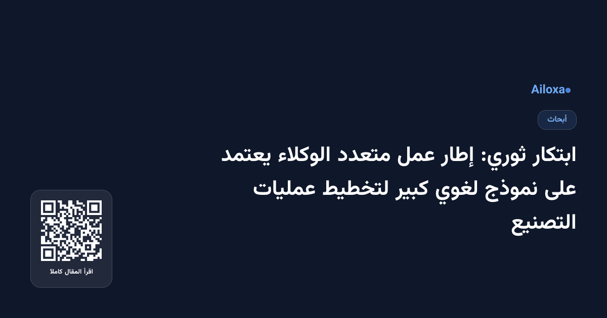 ابتكار ثوري: إطار عمل متعدد الوكلاء يعتمد على نموذج لغوي كبير لتخطيط عمليات التصنيع