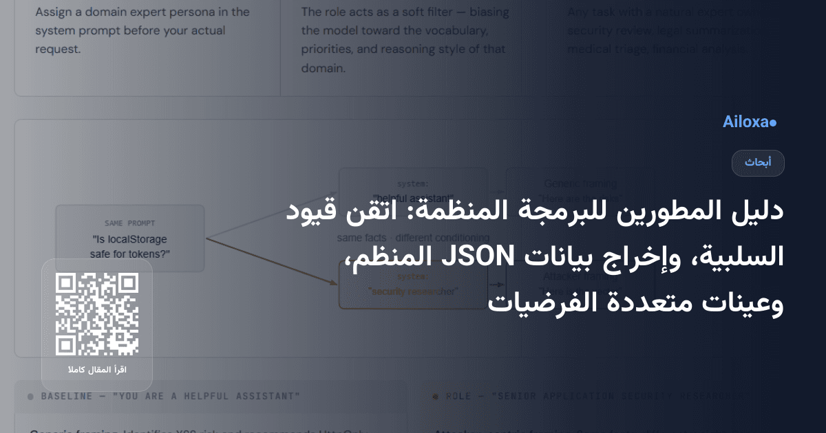 دليل المطورين للبرمجة المنظمة: اتقن قيود السلبية، وإخراج بيانات JSON المنظم، وعينات متعددة الفرضيات